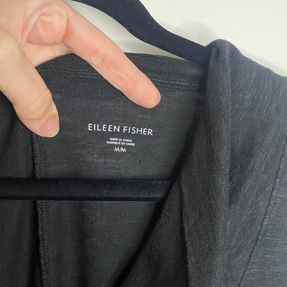 Eileen Fisher Black Cowl Neck Sleeveless A-Line Dress Hem Cotton Medium - Picture 5 of 8